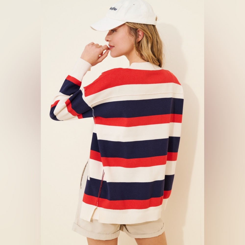 Striped Button-Up Cardigan Sweater - Picture 10 of 12
